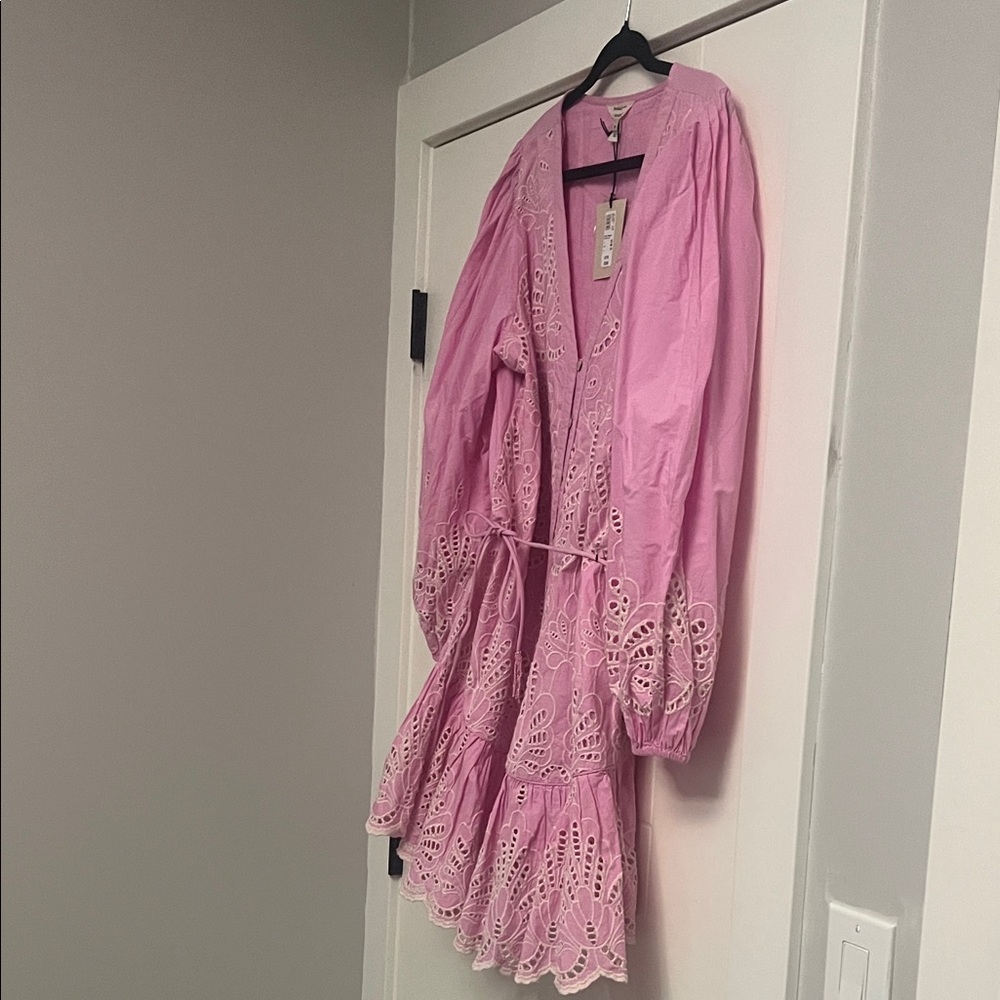 New RiverIsland Cotton Eyelet Pink Dress